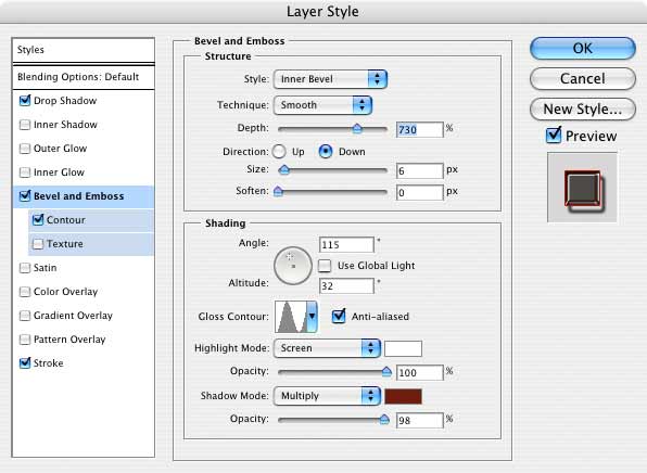 metal text effect settings